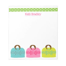 Polka Dot Purses Personalized Notepad