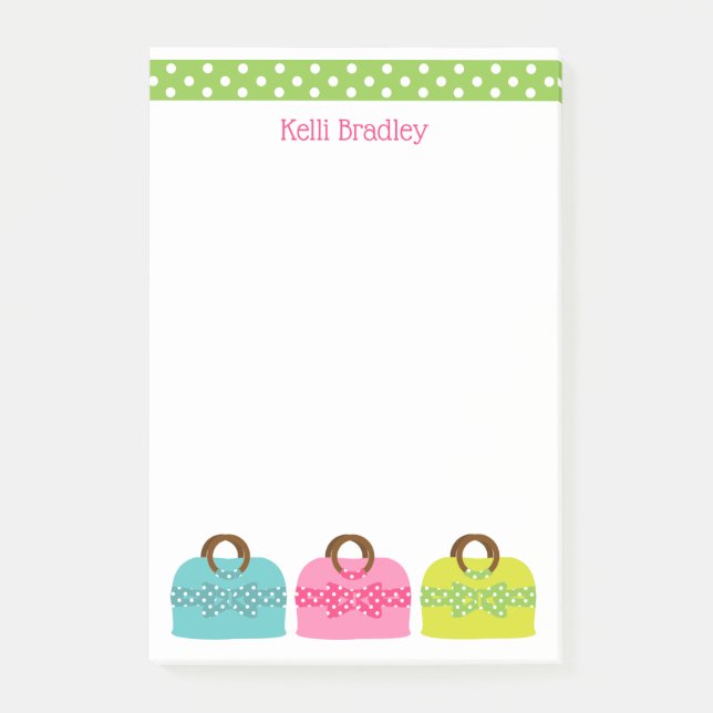 Polka Dot Purses Personalized Post-it Notepad (Front)