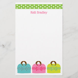 Polka Dot Purses Personalized Stationery