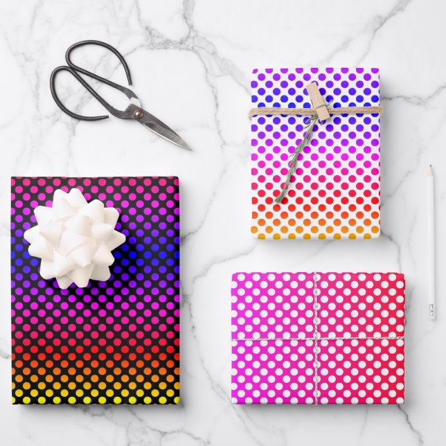 Polka Dot Rainbow Wrapping Paper Sheets (Front)