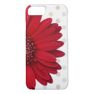 Polka Dot Red Daisy Custom Name iPhone 8/7 Case