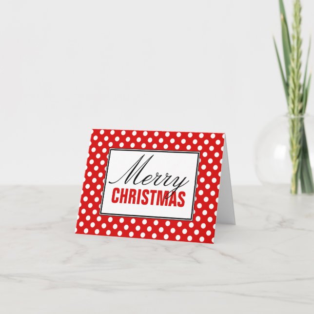 Polka Dot Red Joyeux Noël Carte de voeux (Devant)