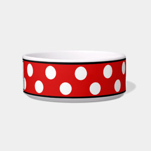 Polka Dot Red Personalized Cat Bowl
