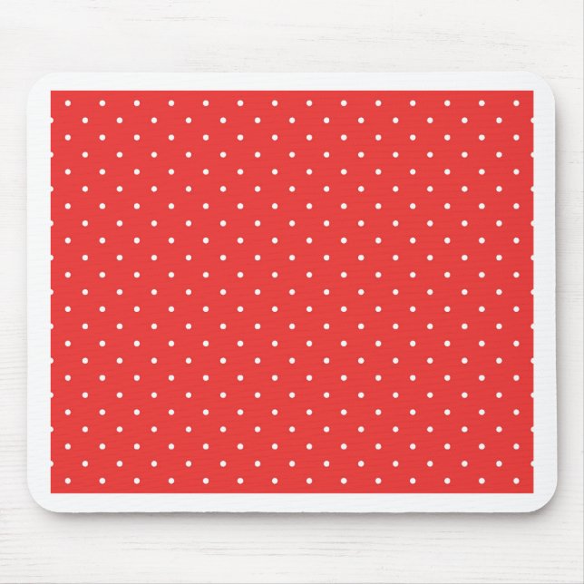 Polka dot red white background custom template mouse pad (Front)