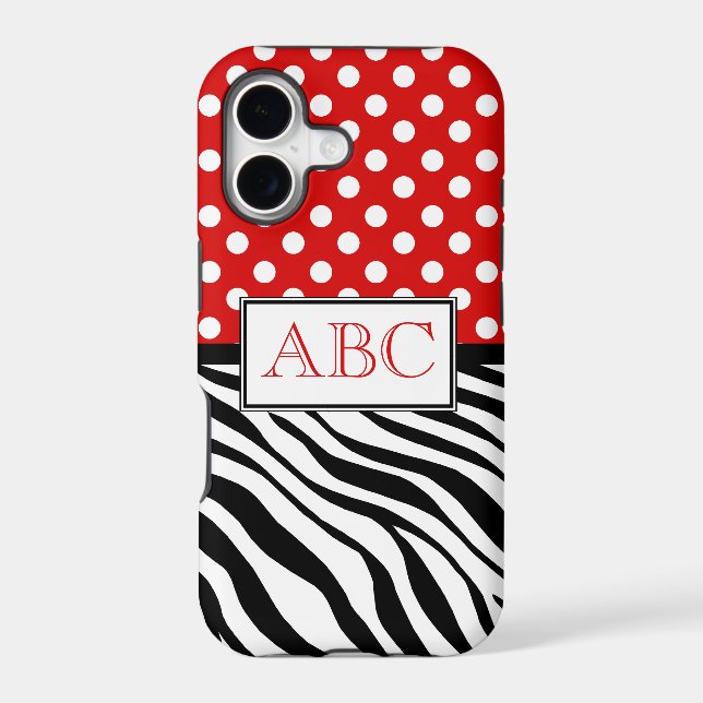 Polka Dot Red & Zebra Print iPhone 5 Case (Back)