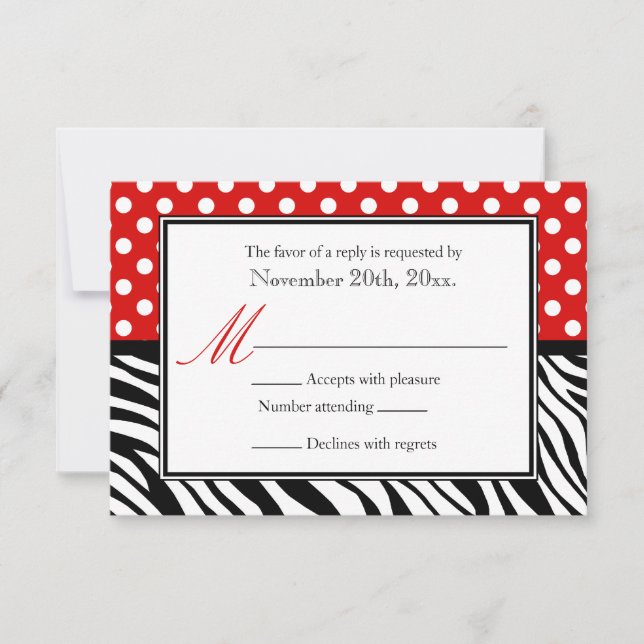 Polka Dot Red & Zebra Print Reply Cards (Front)