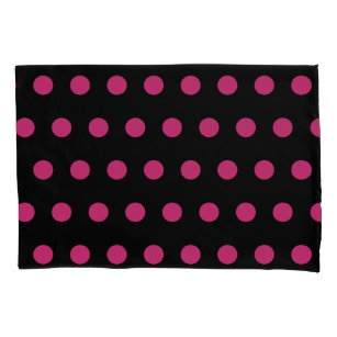 Polka Dot Reversible Pillowcase (Black & Neon Pink