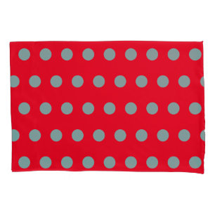 Polka Dot Reversible Pillowcase (Red & Aqua)