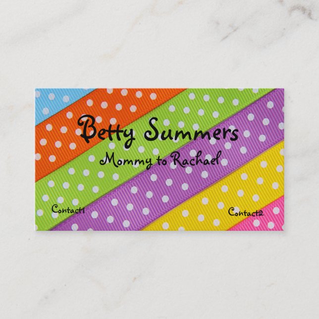 Polka Dot Ribbons Mommy calling card (Front)