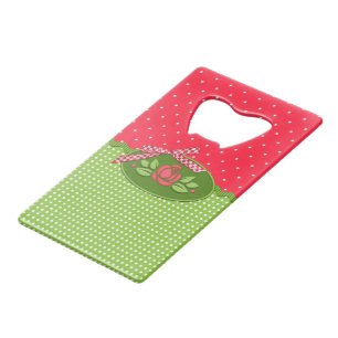 Polka dot Roses,Drk Pink-Credit Card Bottle Opener Credit Card Bottle Opener