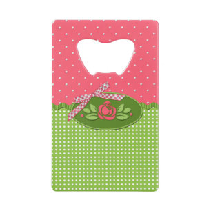 Polka dot Roses,Lt Pink-Credit Card Bottle Opener Wallet Bottle Opener
