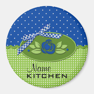 Polka Dot Roses Magnet, Blue Magnet