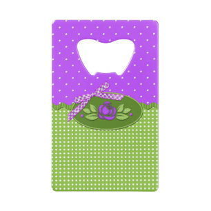 Polka dot Roses, Purple-Credit Card Bottle Opener Credit Card Bottle Opener