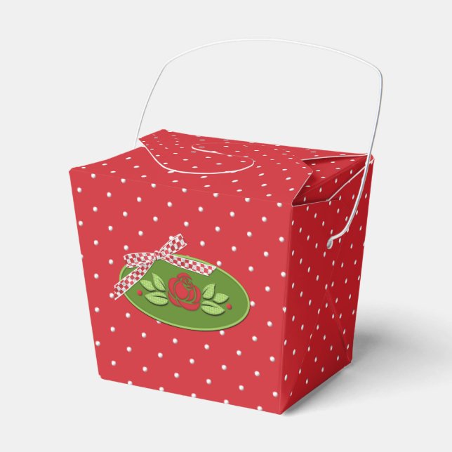 Polka Dot Roses-Take Out Party Favour Box (Front Side)
