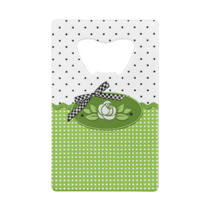 Polka dot Roses, White-Credit Card Bottle Opener Wallet Bottle Opener