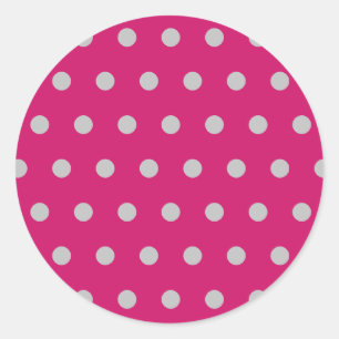 Polka Dot Round Stickers (Hot Pink & Grey)