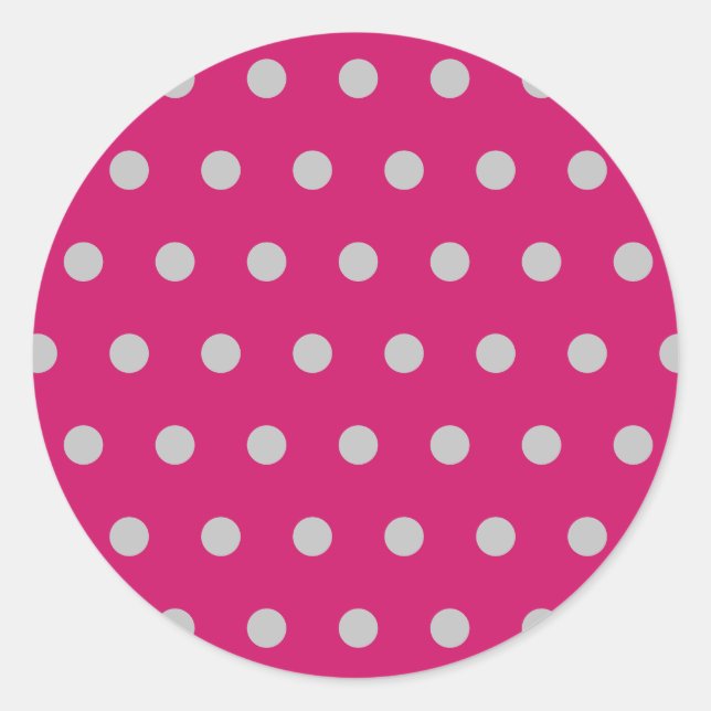 Polka Dot Round Stickers (Hot Pink & Grey) (Front)