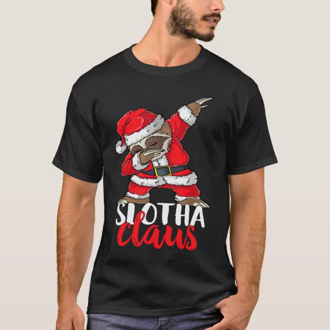 Polka Dot Santa Sloth Funny Slothmas Christmas Chi T-Shirt (Front)