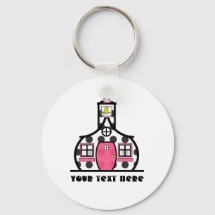 Polka Dot Schoolhouse Keychain