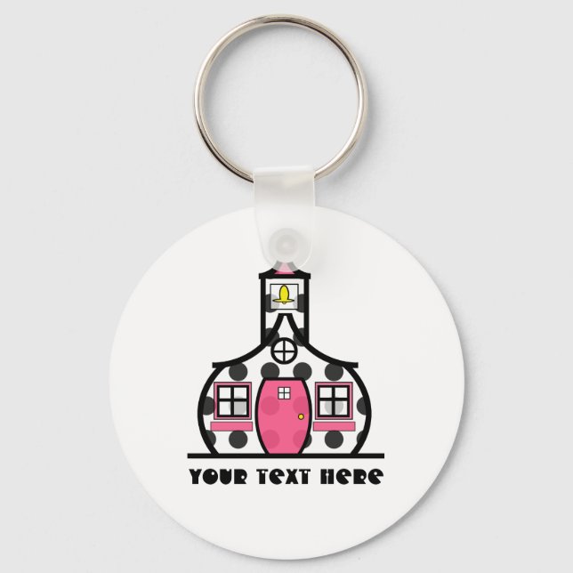 Polka Dot Schoolhouse Keychain (Front)