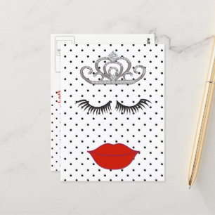 Polka Dot Shower Where's My Lipstick Tiara Party Postcard