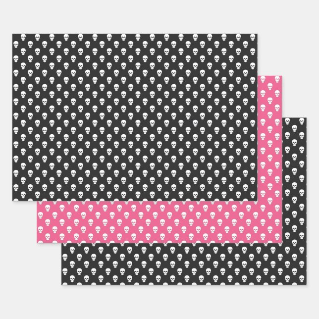 Polka Dot Skulls Wrapping Paper Set (Set)