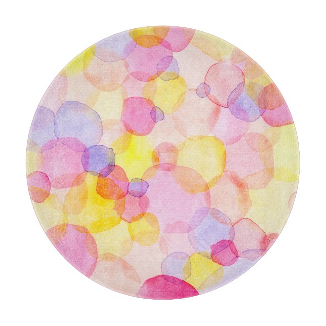 Polka Dot Splash: Colourful Watercolor Cutting Board (Front)