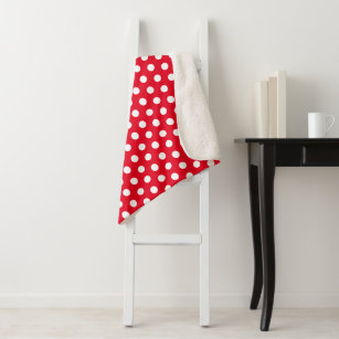 Polka Dot Spots Red And White Simple Pattern Sherpa Blanket