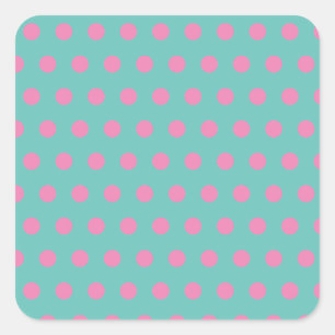 Polka Dot Square Stickers (Aqua & Pink)