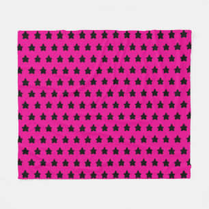 Polka dot stars - black & pink fleece blanket