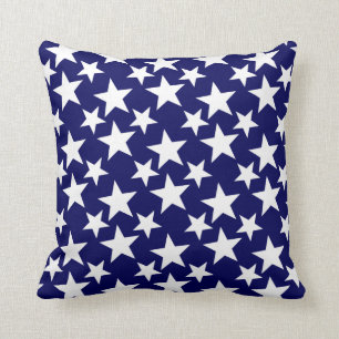 "Polka Dot" Stars on Navy Blue Throw Pillow