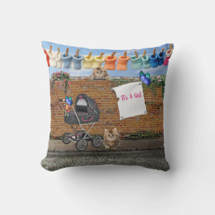 Polka-Dot Street Art Scene Throw Pillow