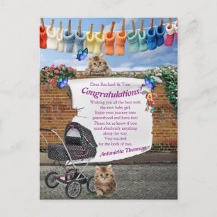 Polka-Dot Street Scene & Kittens Postcard