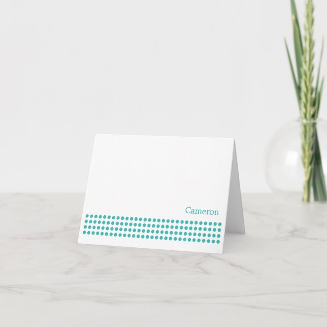 Polka Dot Stripe Blank Note Card-turquoise Card (Front)