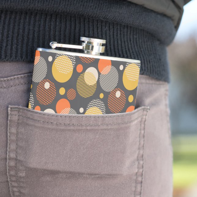 Polka Dot Stripe Pattern Hip Flask (In Situ)