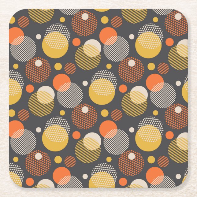 Polka Dot Stripe Pattern Square Paper Coaster (Front)