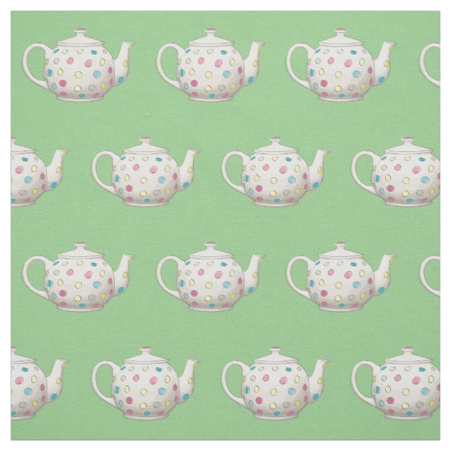 Polka Dot Tea Pot Fabric (Swatch)