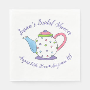 Polka Dot Teapot Afternoon Tea Bridal Baby Shower Napkin