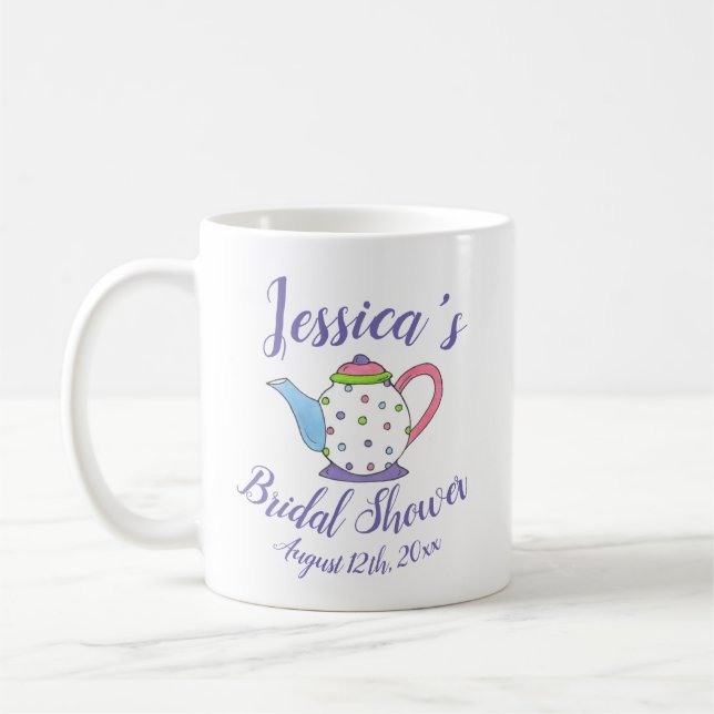 Polka Dot Teapot Afternoon Tea Party Bridal Shower Coffee Mug (Left)
