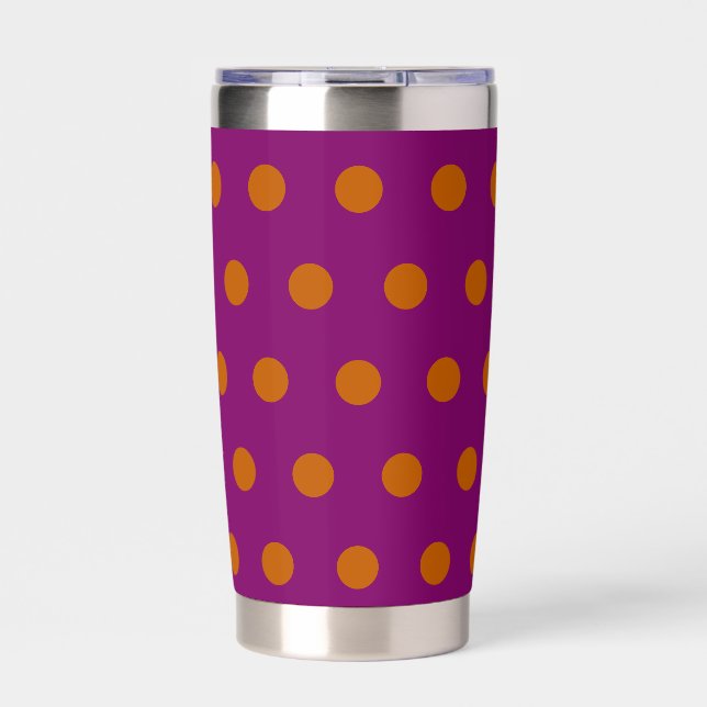 Polka Dot Thermal Tumbler (Deep Magenta & Orange) (Front)