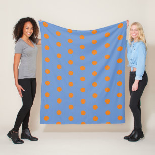 Polka Dot Throw Blanket (Denim Blue & Orange)