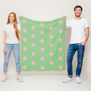Polka Dot Throw Blanket (Sage Green & Pastel Pink)
