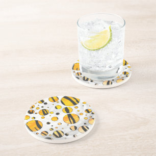 Polka Dot Tiger Black and Orange Print Coaster