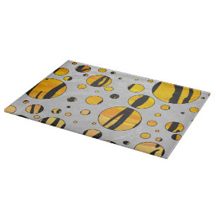 Polka Dot Tiger Black and Orange Print Cutting Board