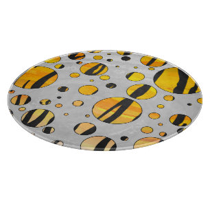 Polka Dot Tiger Black and Orange Print Cutting Board