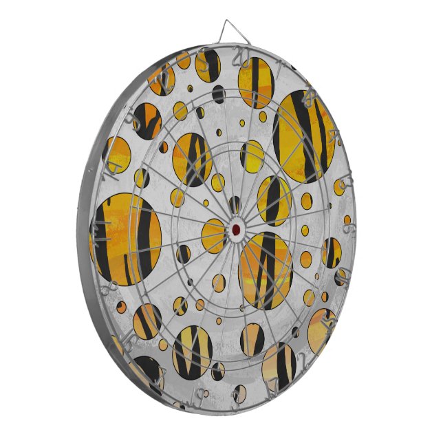 Polka Dot Tiger Black and Orange Print Dartboard (Front Left)
