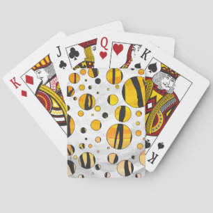 Polka Dot Tiger Black and Orange Print Playing Cards