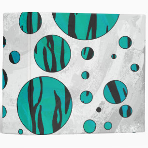 Polka Dot Tiger Black and Teal Print Binder