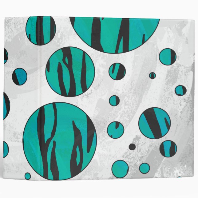 Polka Dot Tiger Black and Teal Print Binder (Front/Spine)