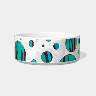 Polka Dot Tiger Black and Teal Print Bowl